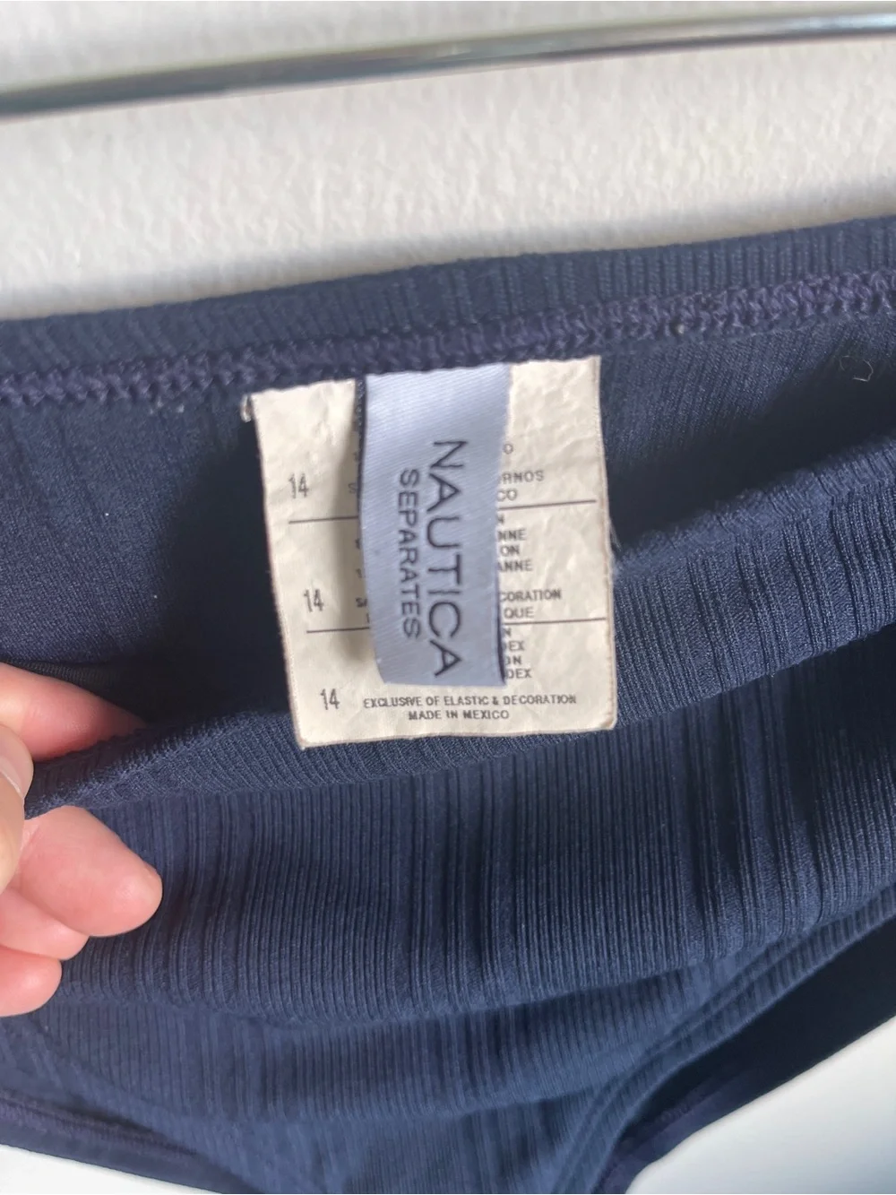 Vintage Nautica Navy Ribbed Tankini Top and High-Waist Briefs